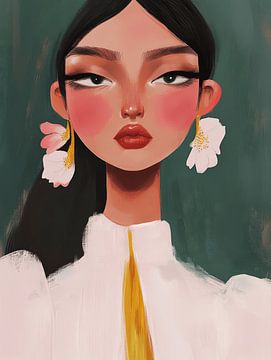 Kleurrijk modern portret van Carla Van Iersel