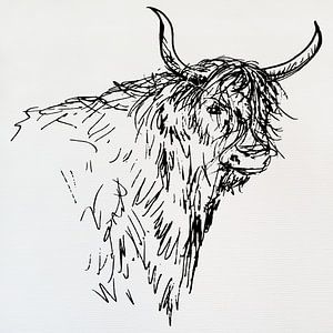 Strichzeichnung einer Kuh