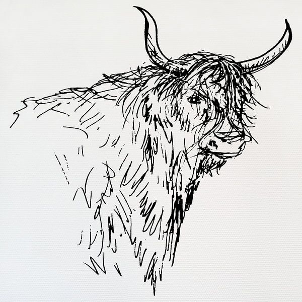 Lijntekening van koe van Emiel de Lange