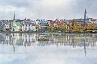 Lac Tjörnin, Reykjavik, Islande par Frans Blok Aperçu