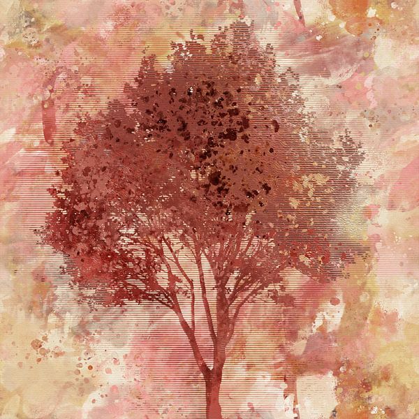Tree in pink yellow a red by Emiel de Lange