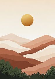 Lagen van licht - Japandi Zonsondergang Hills van Media Jeka