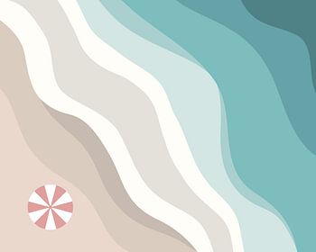 Landschaft von Meer und Sand mit Sonnenschirm