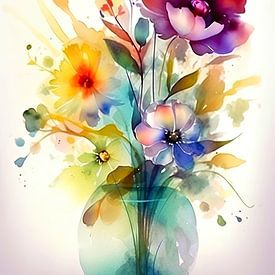 Collage floral à l'aquarelle sur Christian Ovís