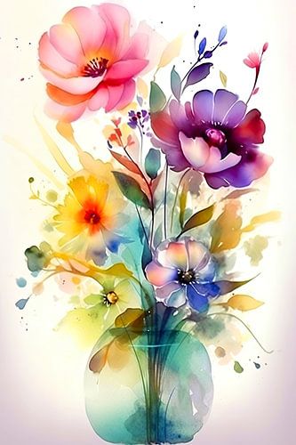 Watercolour Floral Collage