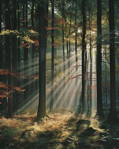 Lumière magique dans la forêt