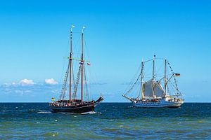 Segelschiffe auf der Ostsee während der Hanse Sail in Rostock