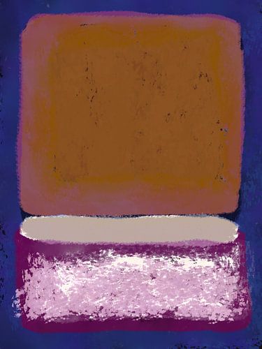 Modern abstract expressionisme. Kobaltblauw, oker, paars.