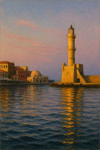 Der Goldene Leuchtturm von Chania - Venezianischer Hafen bei Sonnenuntergang