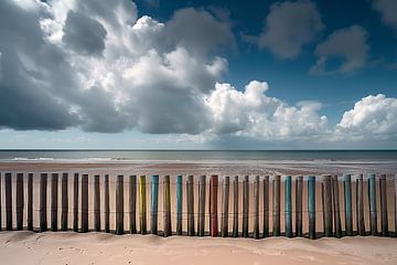 Paalhoofden aan zee