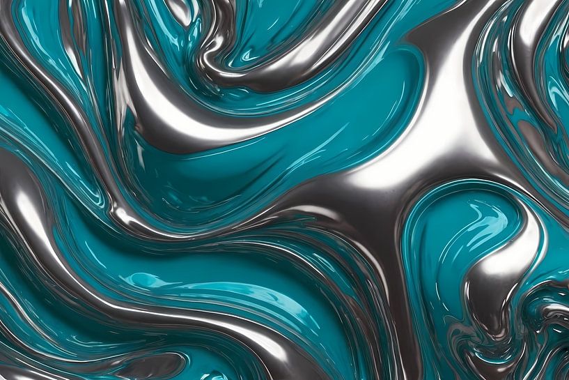 Abstracte dans van zilver en turquoise van Art & Soul Creations