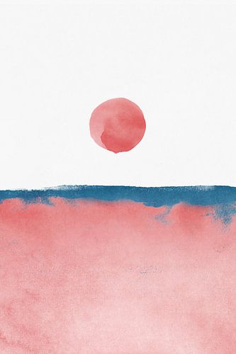 Paysage minimal rose et bleu marine 02