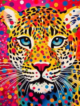 Colourful panther portrait with polka dots by Frank Daske | Foto & Design