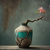 Still life with pink flowers by Digitale Schilderijen
