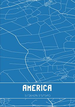 Blaupause | Karte | Amerika (Limburg) von Rezona