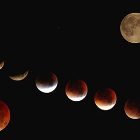 Kunst; Mehrphasiger roter Blutmond von Astrid Luyendijk