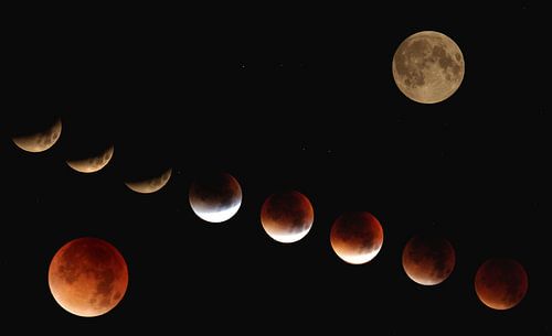 Kunst; Mehrphasiger roter Blutmond von Foto's door Astrid