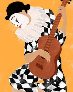 Harlekin mit Gitarre