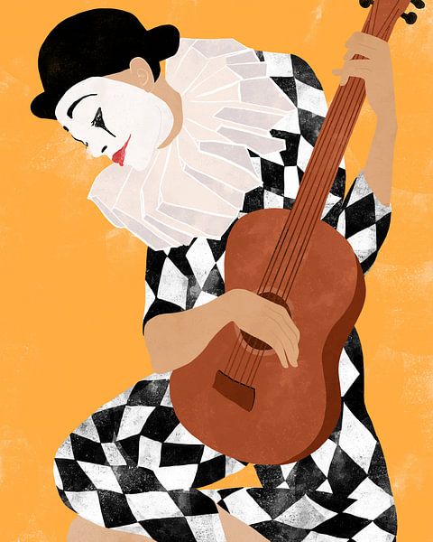 Harlekin mit Gitarre von Cats & Dotz