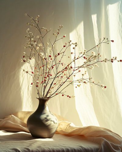 Vaas met Gedroogde Takken in Zonlicht