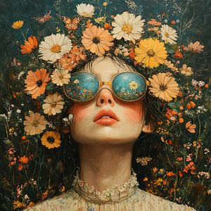Sonnenbrille Blumen | Buntes Blumenportrait