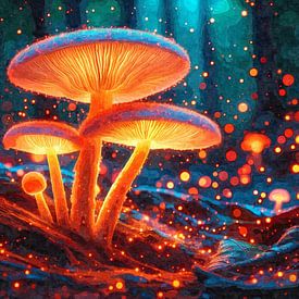 Lueur orange dans la forêt enchantée sur Sabine Wagner