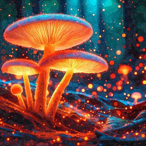 Orange glow in the enchanted forest