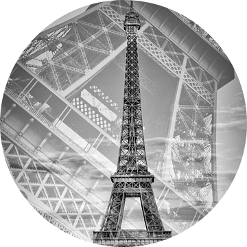 De dubbele Eiffeltoren II | Monochroom    van Melanie Viola
