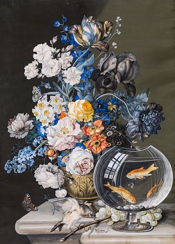 Stilleven met goudviskom, Leopold Zinnögger