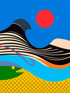 Dots & Waves. Pop-Art Zee met golven
