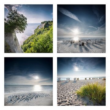 Zon strand en zee fotocollage van Voss Fine Art Fotografie