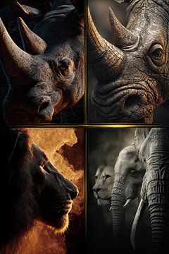 Collage Afrikanische Tiere Fantasie