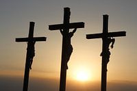 3 crosses in the Rhön at sunset