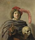 Junger Mann mit einem Schädel, Frans Hals von Meisterhafte Meister Miniaturansicht