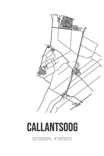 Callantsoog (Noord-Holland) | Map | Black and white by Prints of Place