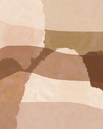 Abstracte organische vormen en lijnen in warme kleuren. Landschap in aardetinten