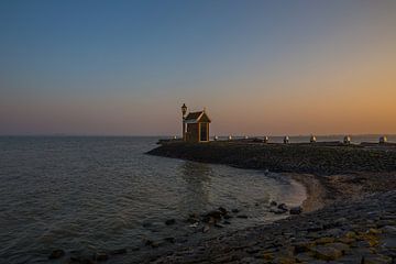 Lonely house at the Harbour in Volendam by Chris Snoek