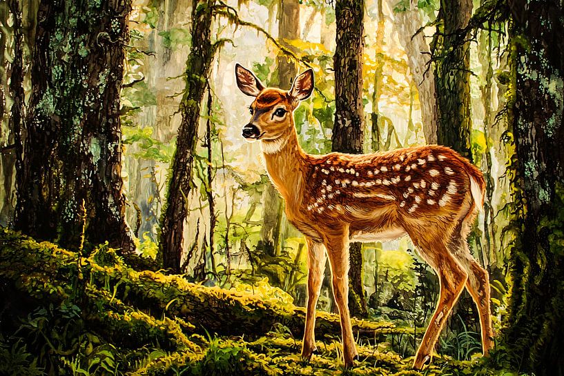 Deer in forest landscape by Imperial Art House