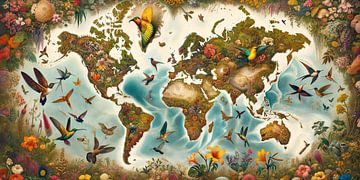 Wereldkaart van Natuur van Maps Are Art