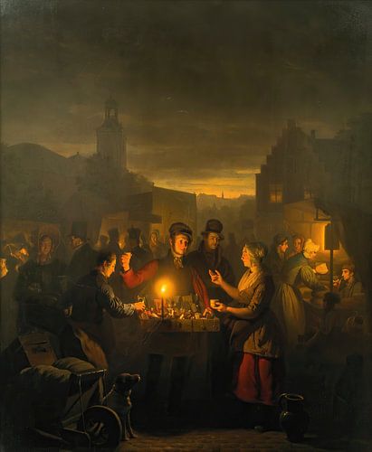 The Noordermarkt By Night, Amsterdam, Petrus van Schendel