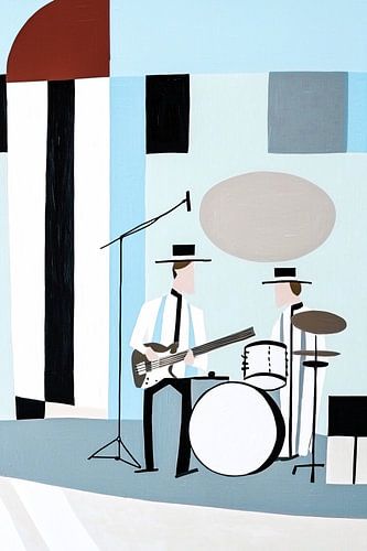 Abstracte muzikanten met instrumenten