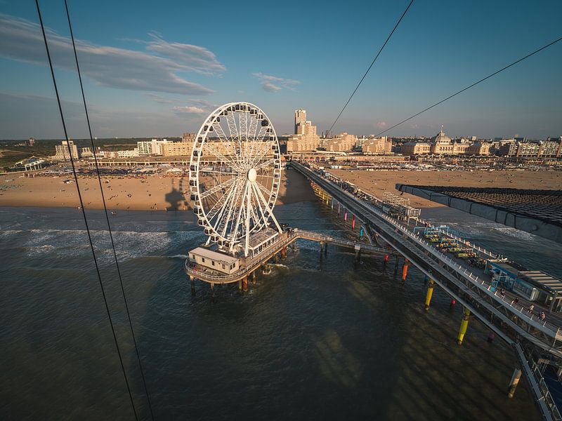 On the pier of Scheveningen overlooking the beach and kurhaus by Jolanda Aalbers