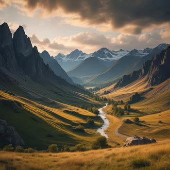 Vague de montagnes dans la lumière du crépuscule