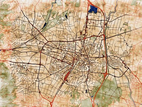 Kaart van Colmar in de stijl 'Serene Summer'