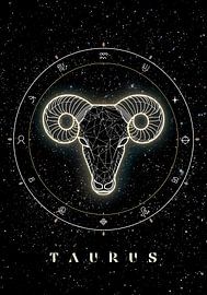 Taurus Zodiac Sign with Cosmic Ram Illustration and Starry Background by BRZ999