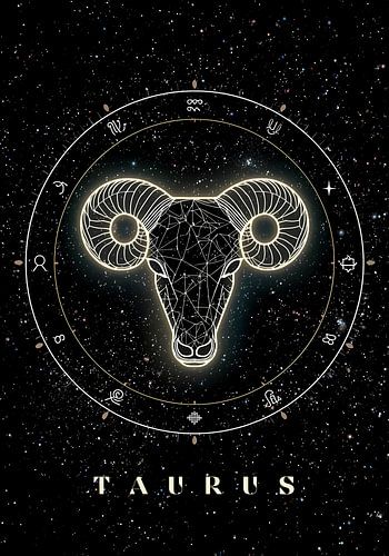 Sternzeichen Stier mit einer Illustration eines kosmischen Widders und einem sternenklaren Hintergrund