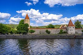 City wall of Berching in the Altmühl valley at the Rhine-Main-Danube canal by ManfredFotos