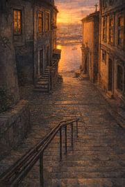 Une ruelle de Porto baignée par la lumière du soir