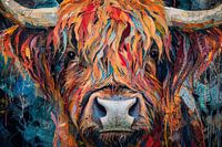 Scottish Highlander Cow | Scottish Highlander abstrakte Malerei