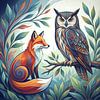 Fox and Owl by Jutta Maria Pusl